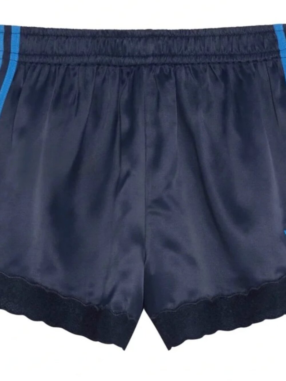 NWT adidas Originals × ASOS lace hem shorts in navy satin - Picture 2 of 3